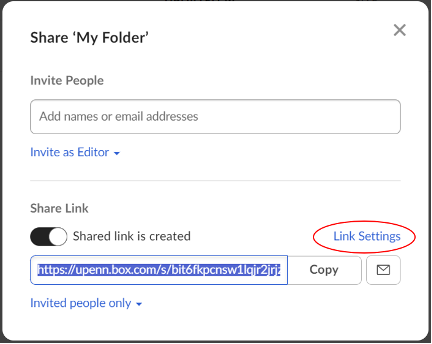 A screenshot highlighting where to locate the Link Settings text mentioned.