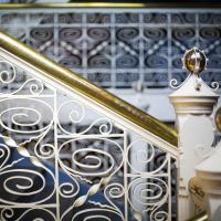 Stair rail in Fisher Fine Arts Library